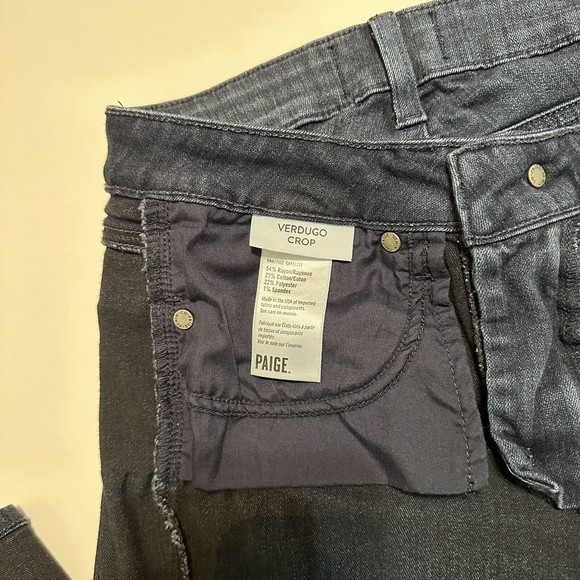 Paige Verdugo Crop Womens Dark Wash Blue Jeans Size 27 - Picture 7 of 10